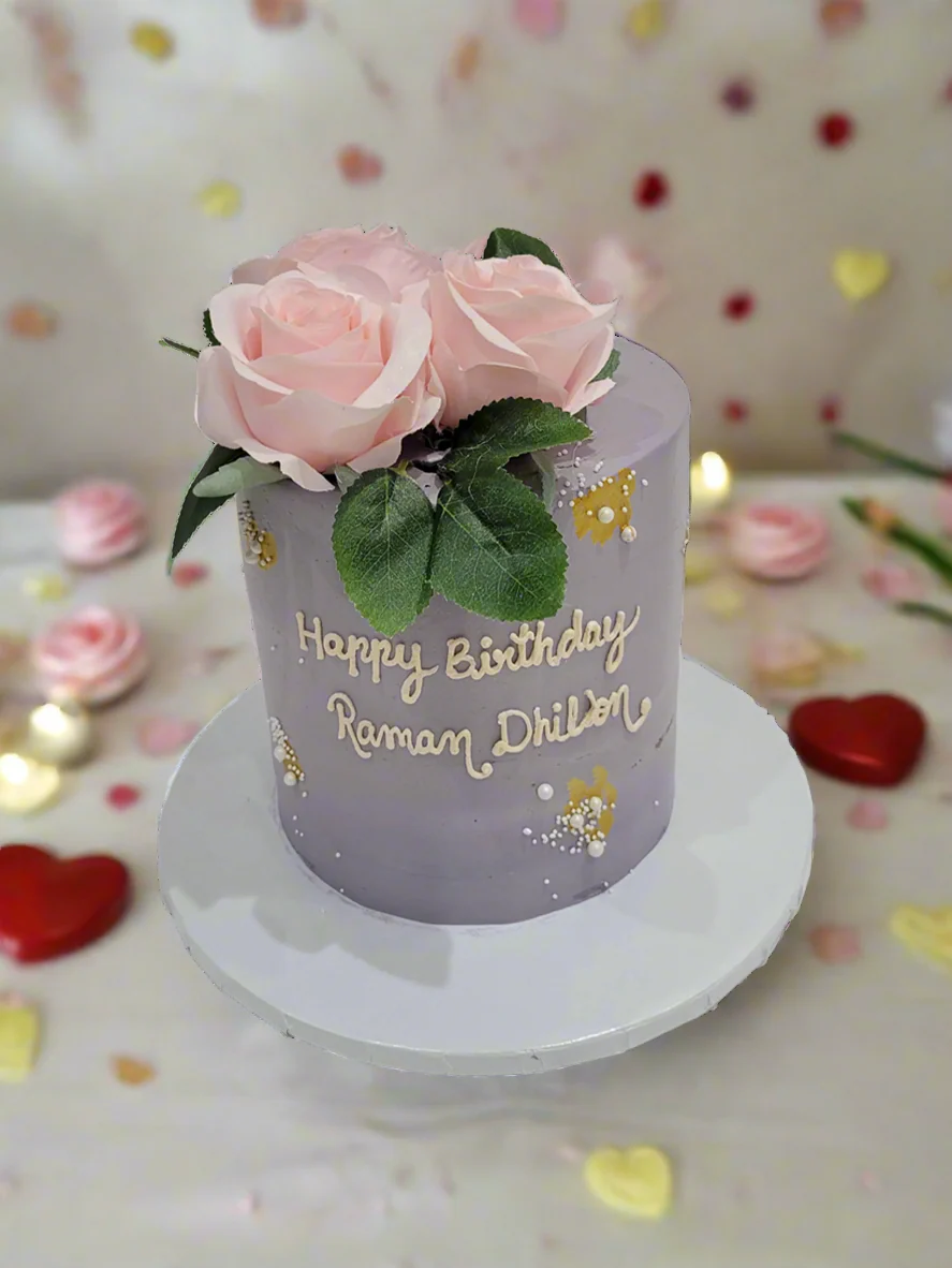 Raman Grey Pink Cream Cake - Image 3