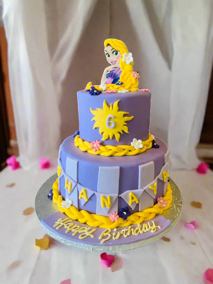 Rapunzel Princess Fondant Tiered Cake - Image 3