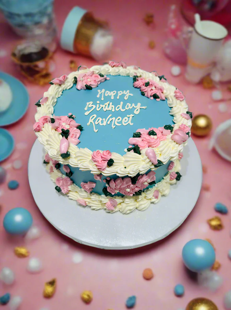 Ravneet Flower Birthday Cake - Image 2