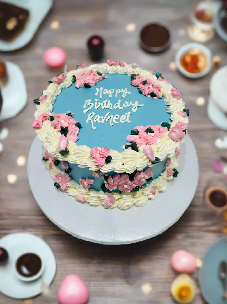 Ravneet Flower Birthday Cake - Image 3