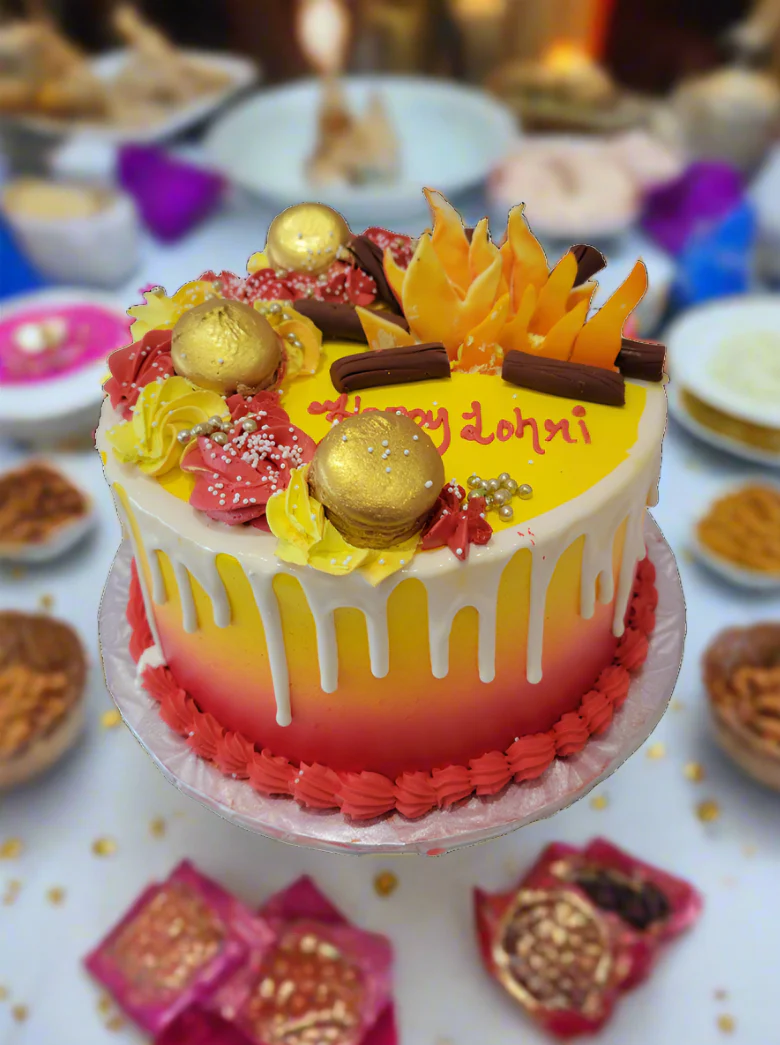 Red And Yellow Lohri Cake - Image 2