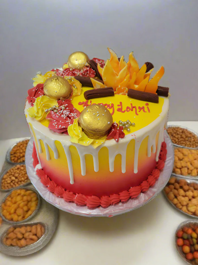 Red And Yellow Lohri Cake - Image 3