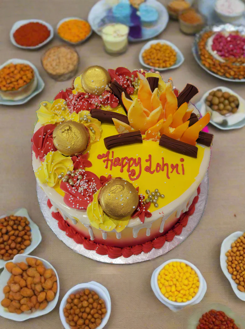 Red And Yellow Lohri Cake - Image 6