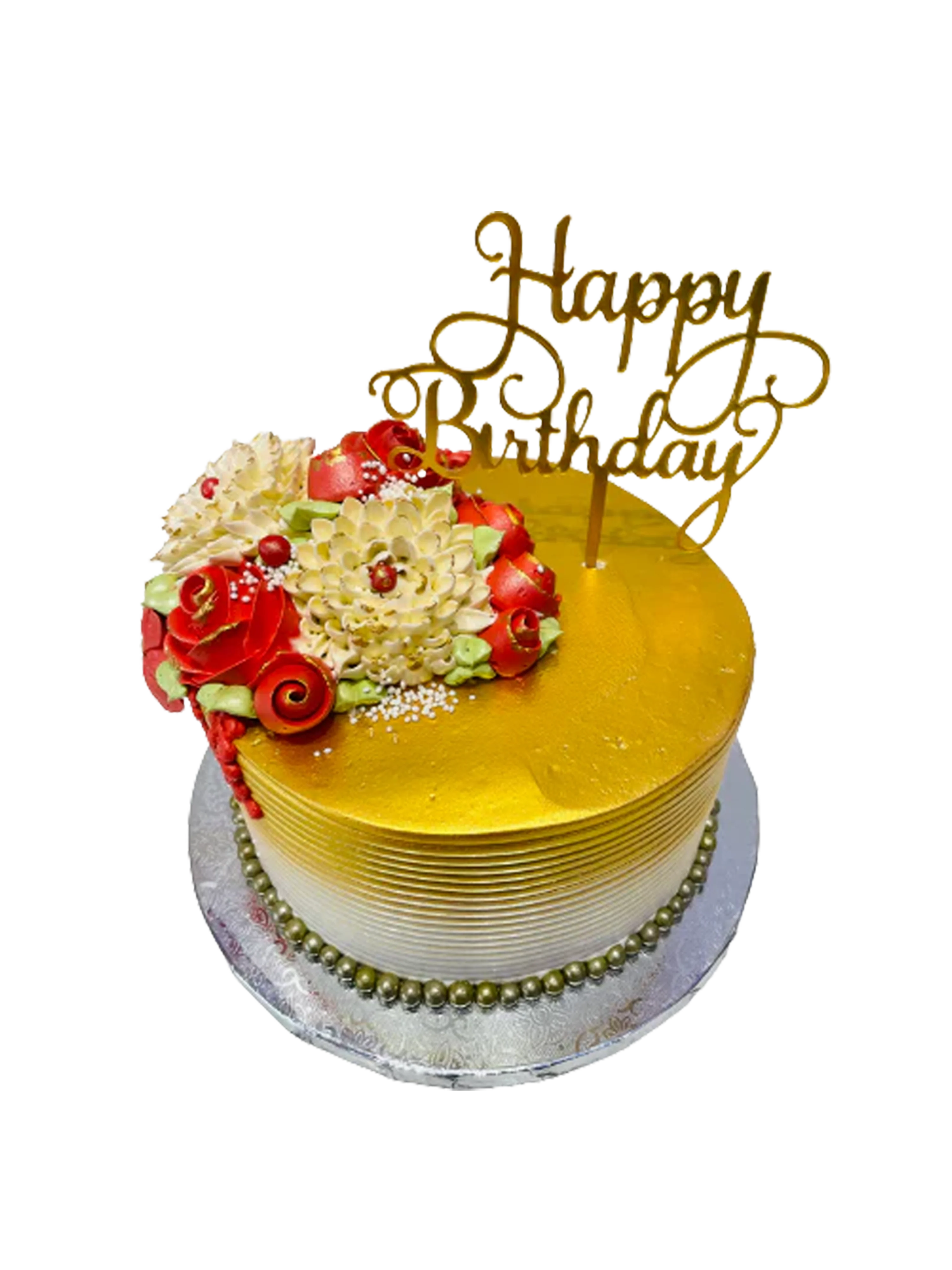 Red & Gold Cream Cake