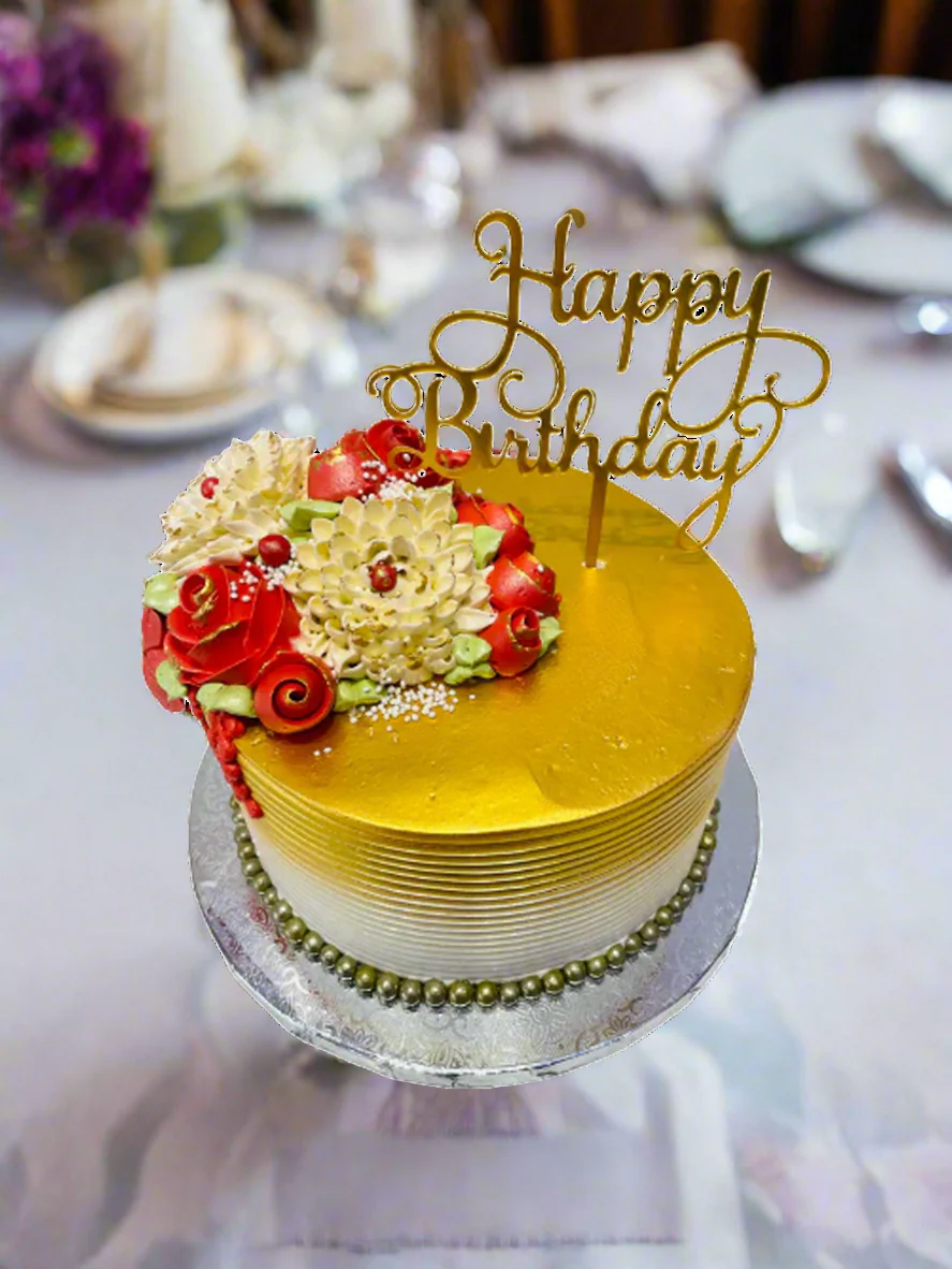 Red & Gold Cream Cake - Image 2