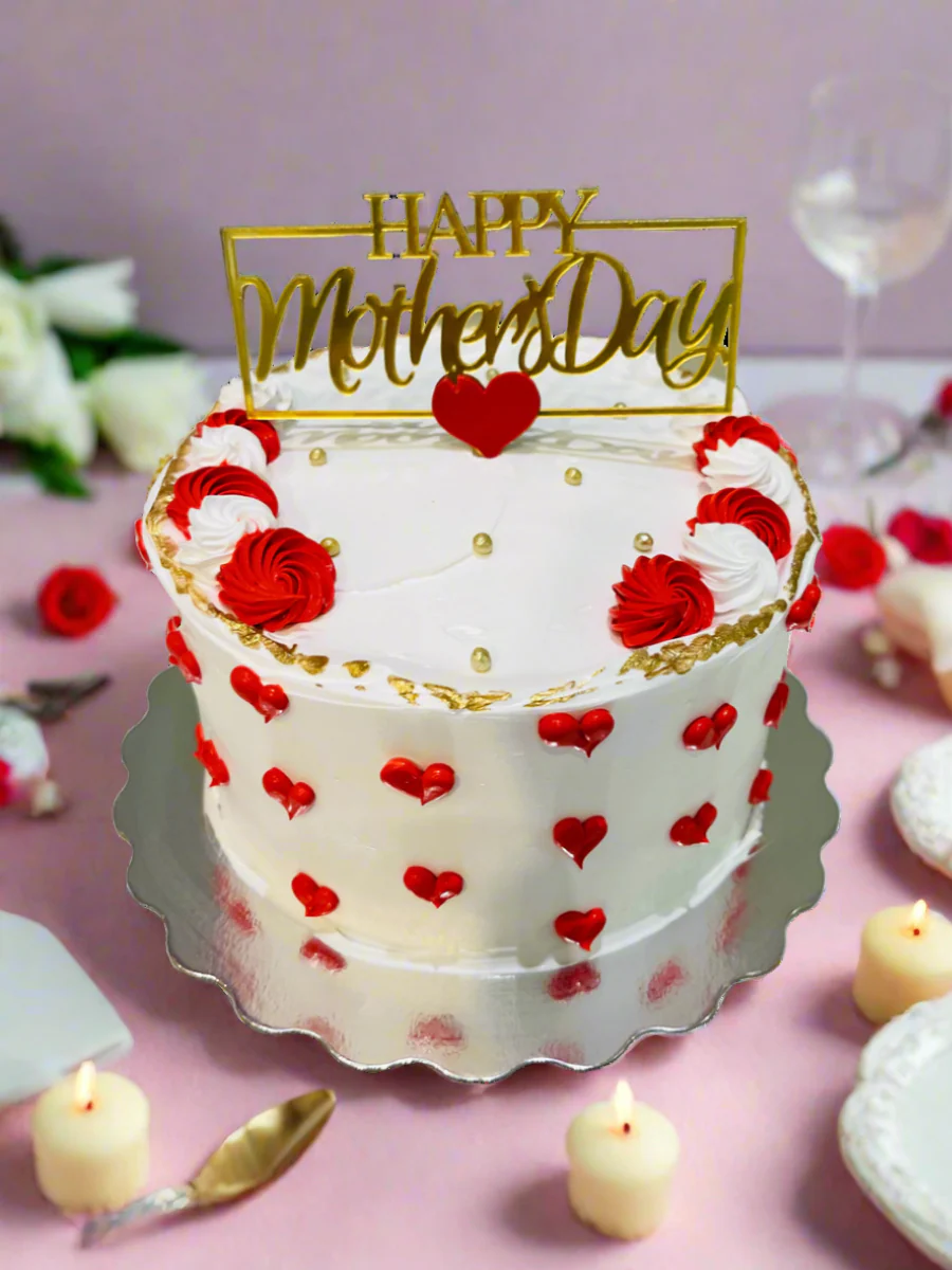 Red & Gold Mother's Day Cake - Image 4