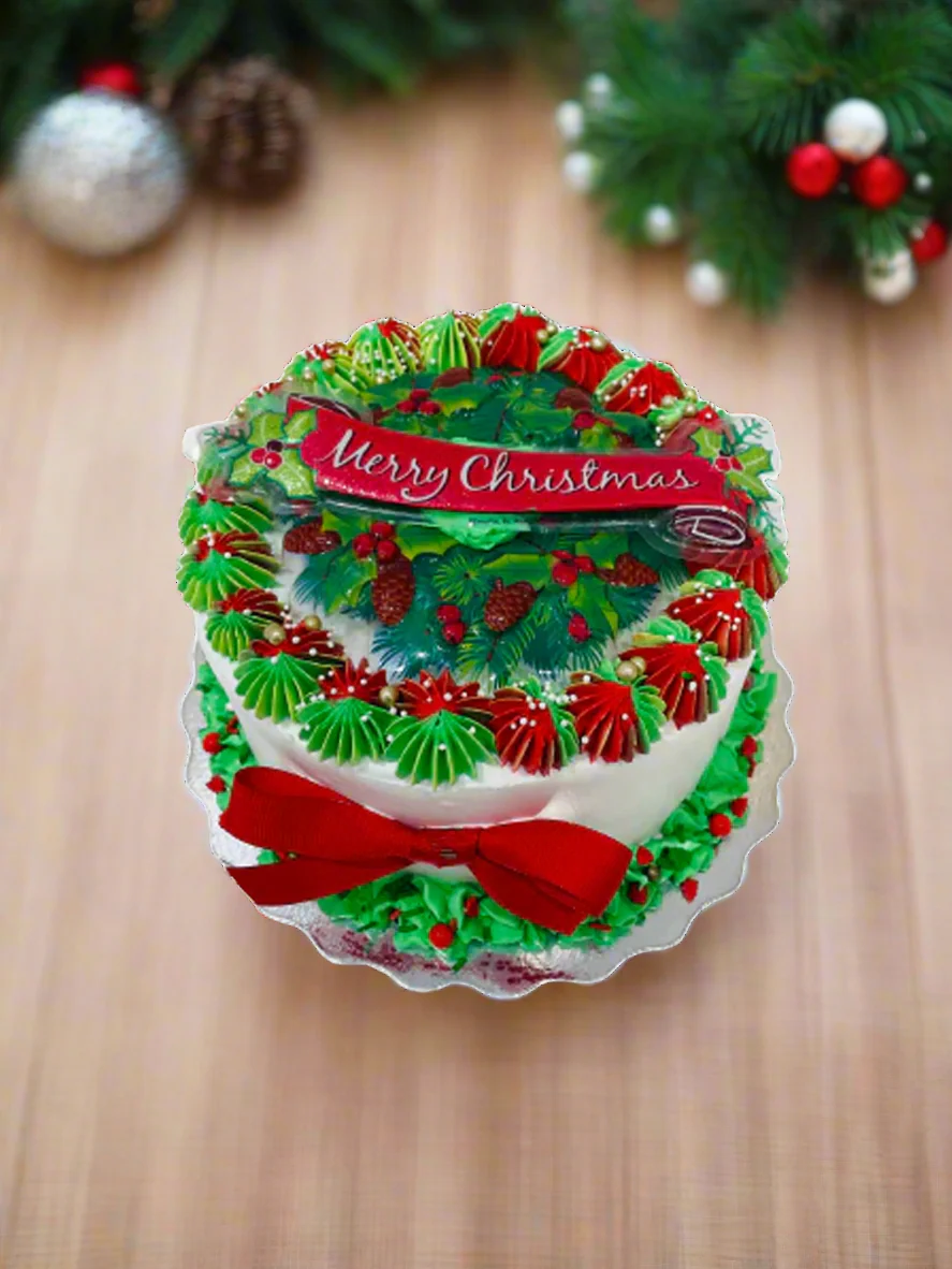 Red & Green Christmas Cake - Image 2