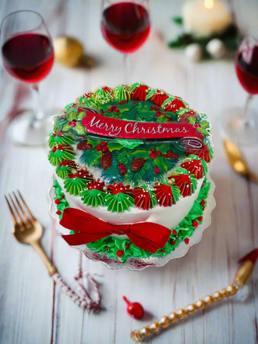 Red & Green Christmas Cake - Image 3