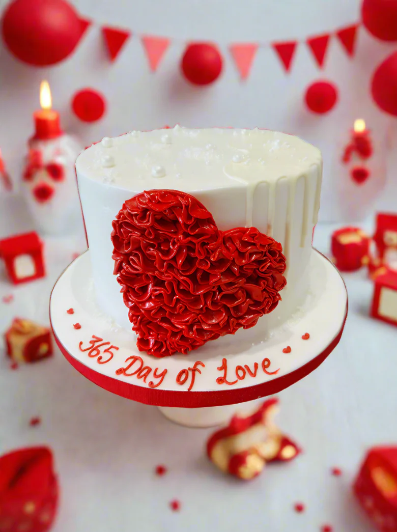 Red Heart Fondant Cake - Image 3