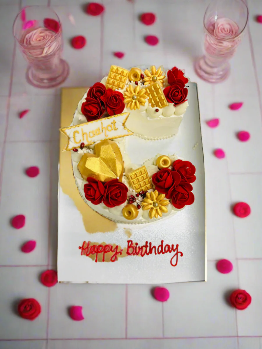 Red & Ivory Letter Molded Cake - Image 4