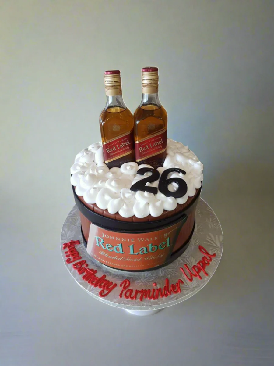 Red Label Bottle Fondant Cake - Image 2