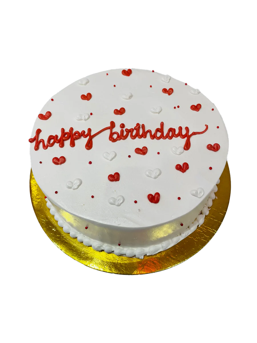 Red Little Hearts Birthday Cake