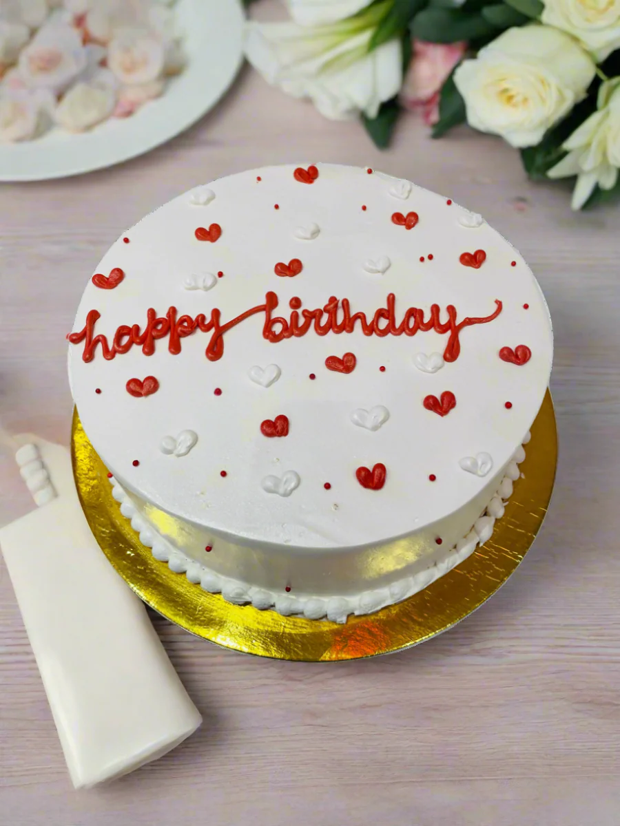 Red Little Hearts Birthday Cake - Image 4