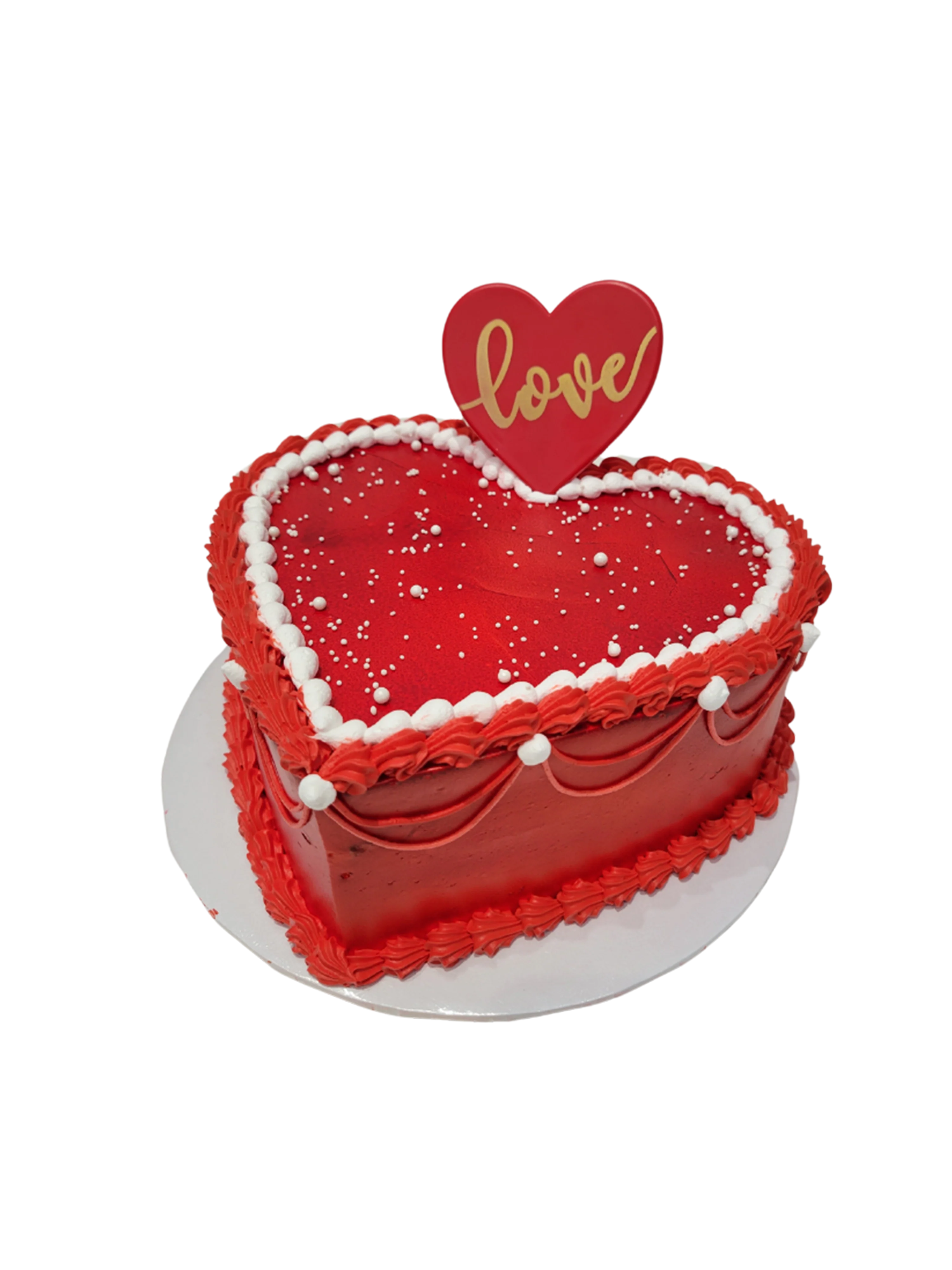 Red Love Heart Valentine Cake