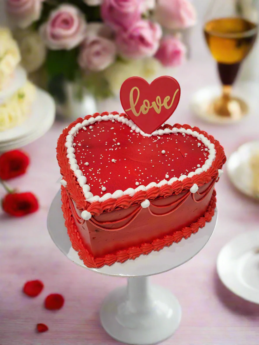 Red Love Heart Valentine Cake - Image 3