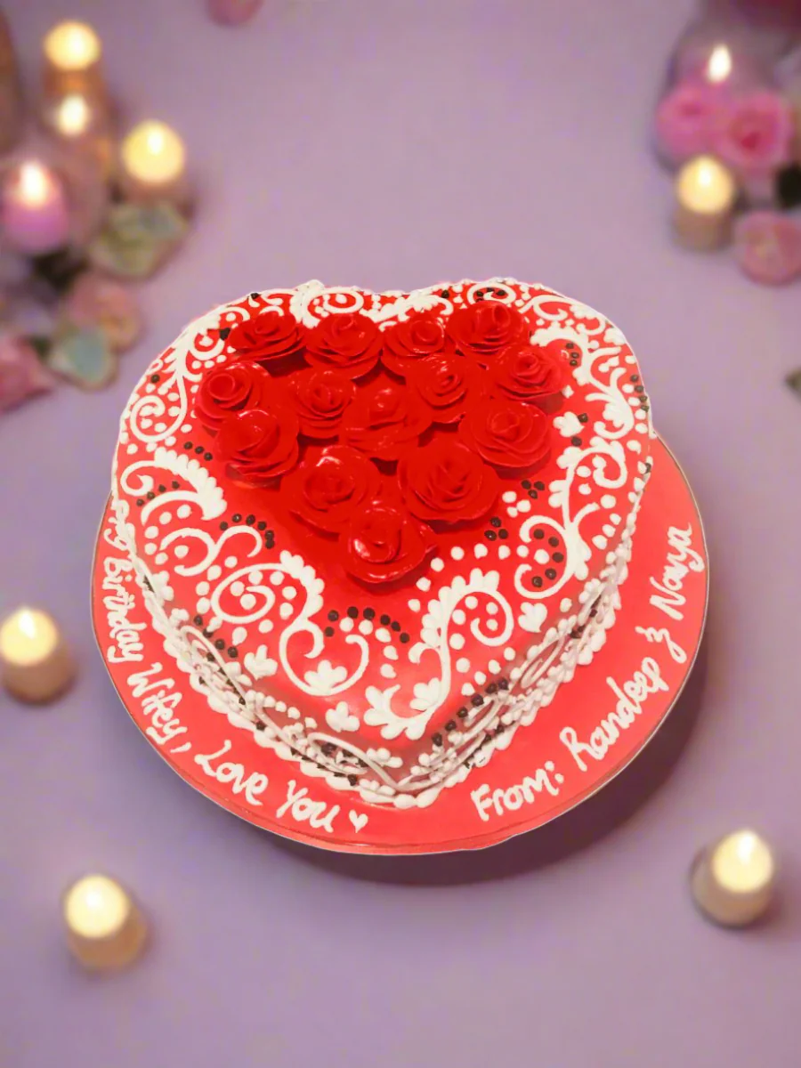 Red Rose Fondant Cake - Image 3