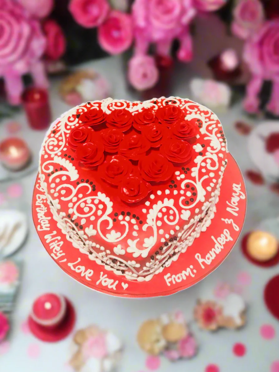 Red Rose Fondant Cake - Image 4