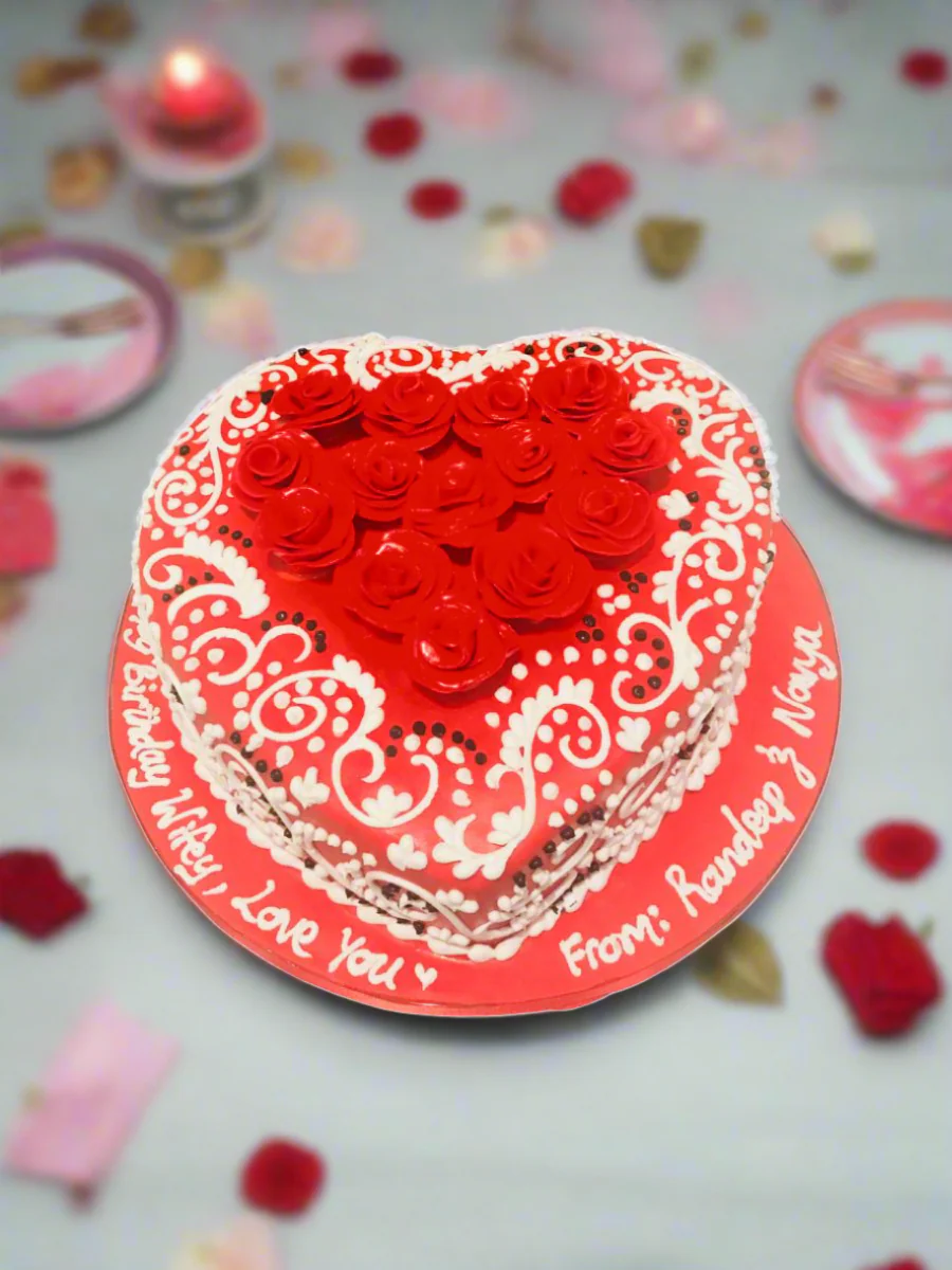 Red Rose Fondant Cake - Image 5