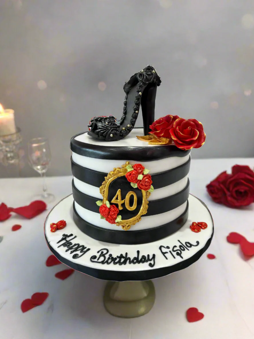 Red Roses Heel Fondant Cake - Image 3