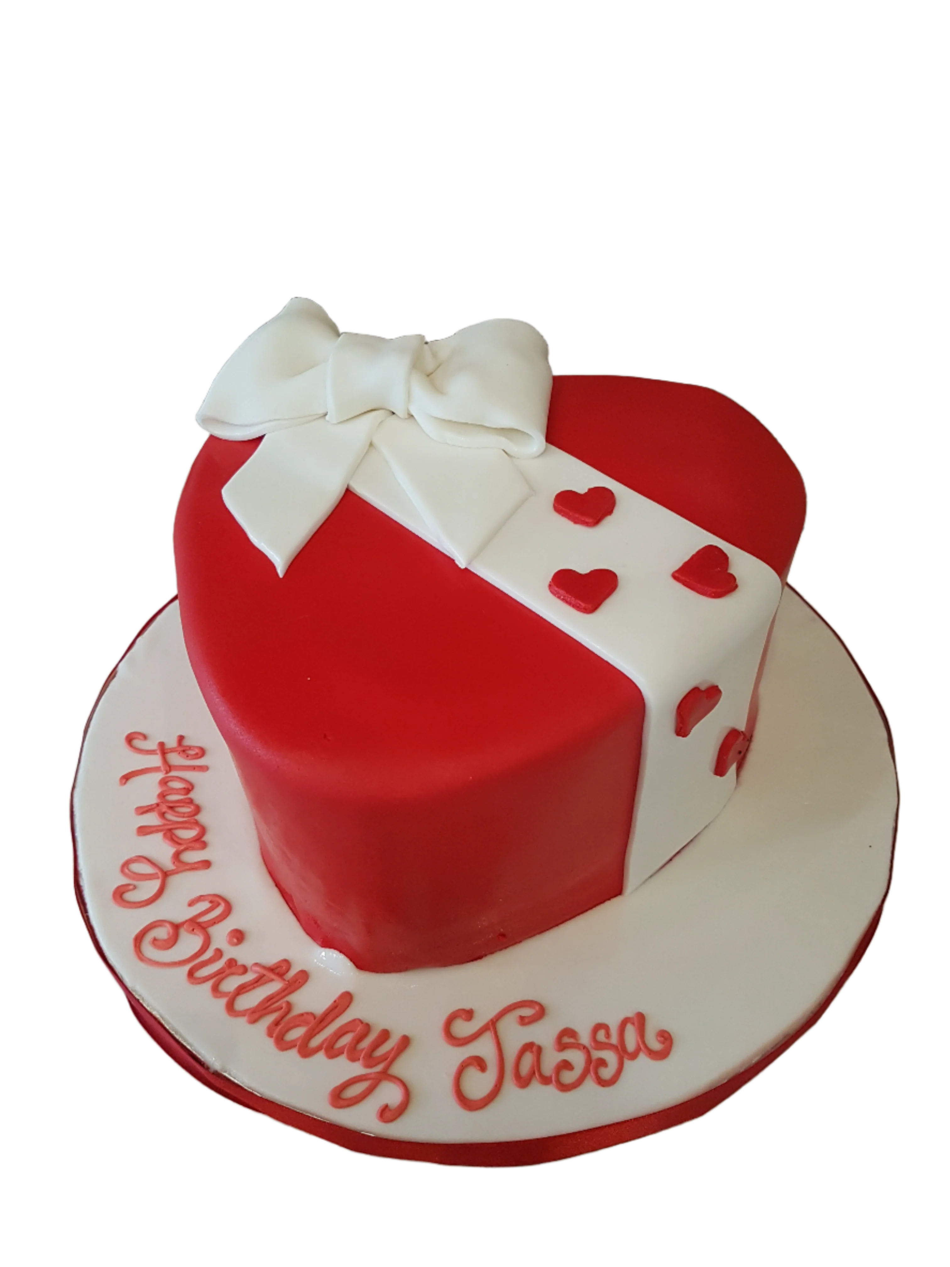 Red Valentine Fondant Heart Cake - Image 5