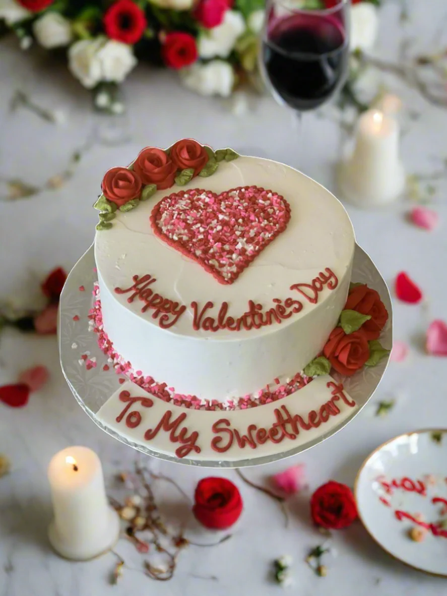 Red Valentine Heart Cake - Image 3