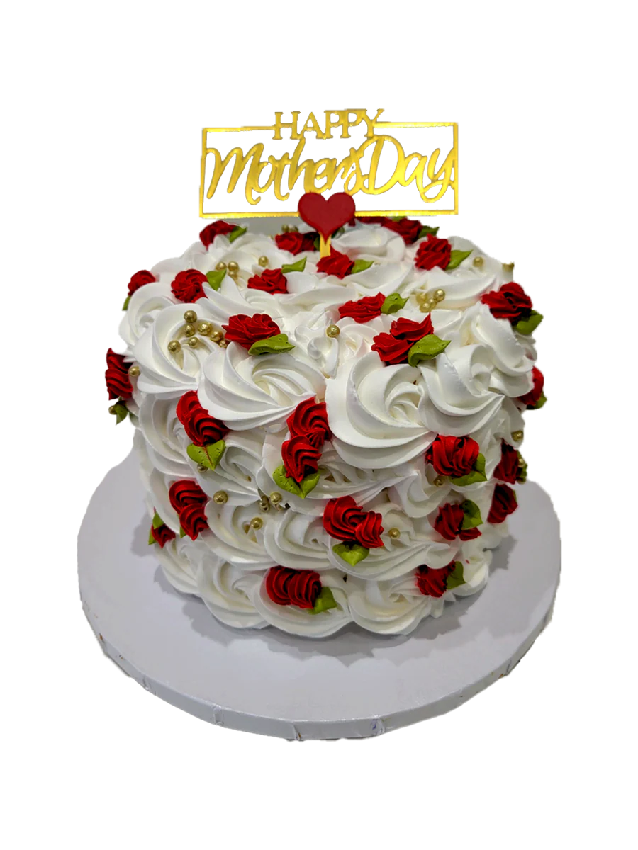 Red & White Rosette Mother's Day Cake
