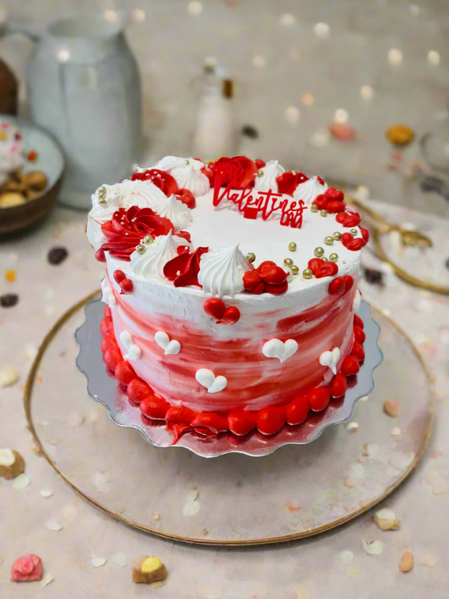Red & White Valentine Cake - Image 2