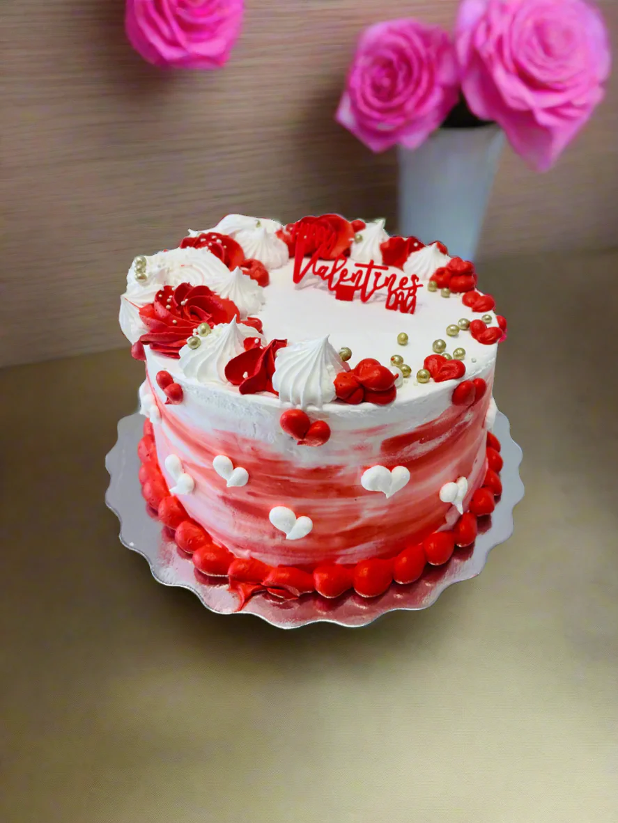 Red & White Valentine Cake - Image 3