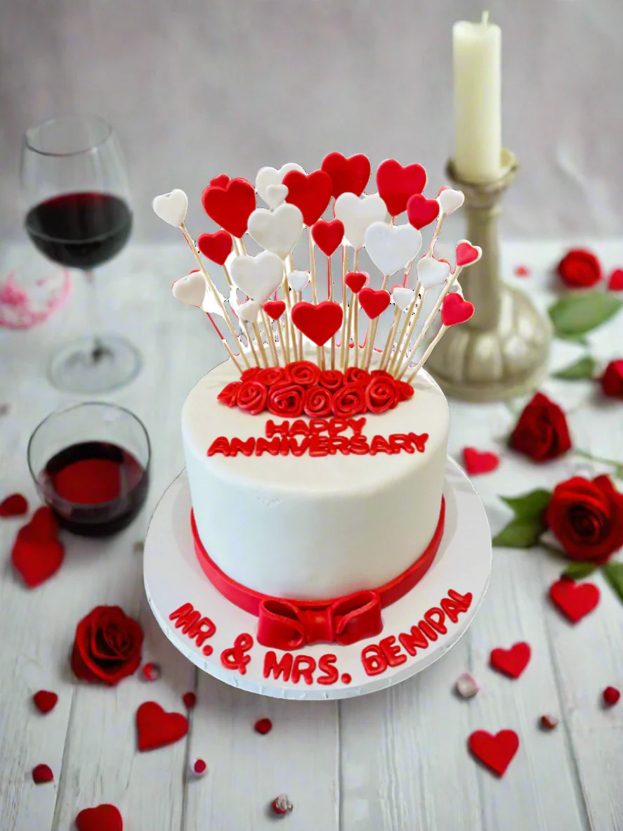 Rising Hearts Fondant Cake - Image 3