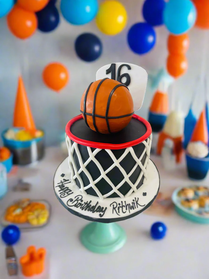 Rithwik Basketball Fondant Cake - Image 2