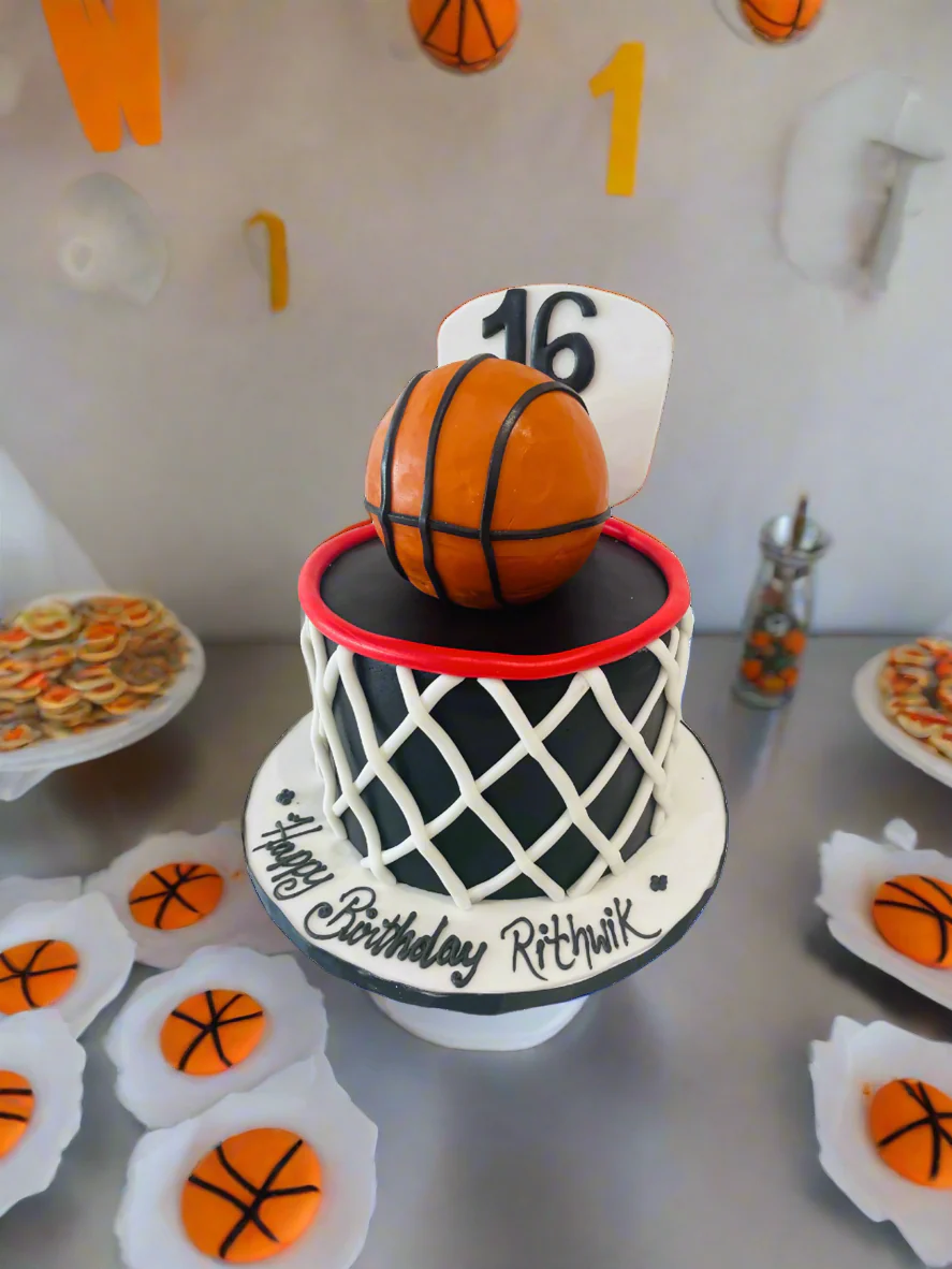 Rithwik Basketball Fondant Cake - Image 3