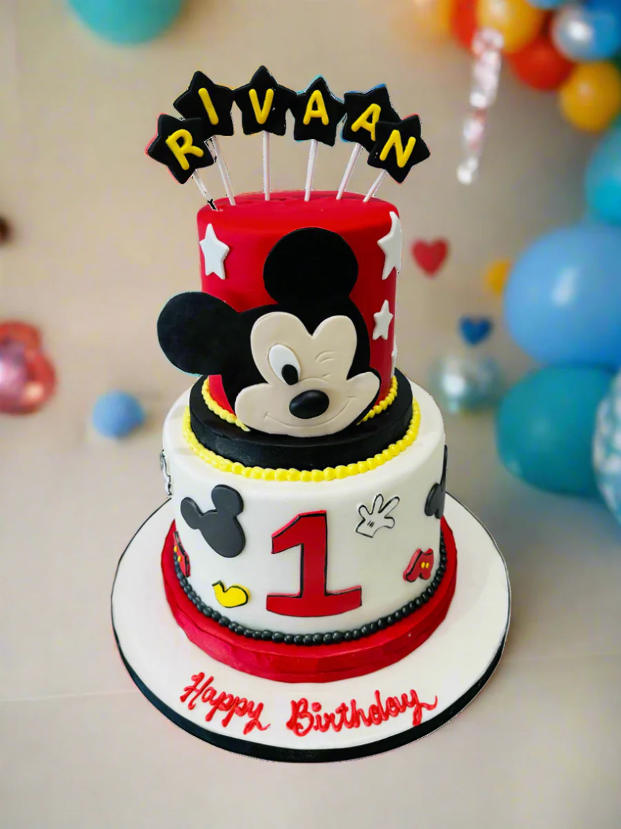 Rivaan Mickey Mouse Fondant Tiered Cake - Image 2