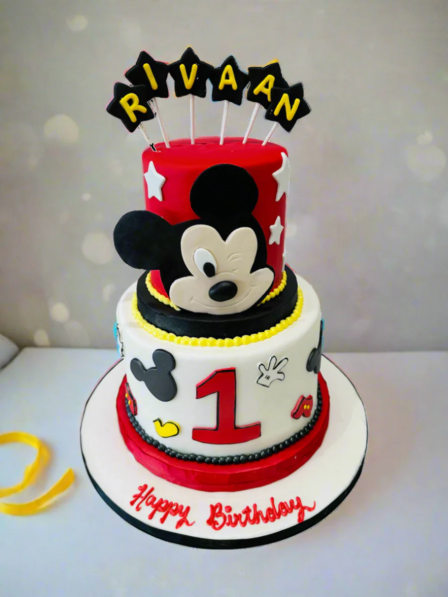 Rivaan Mickey Mouse Fondant Tiered Cake - Image 4