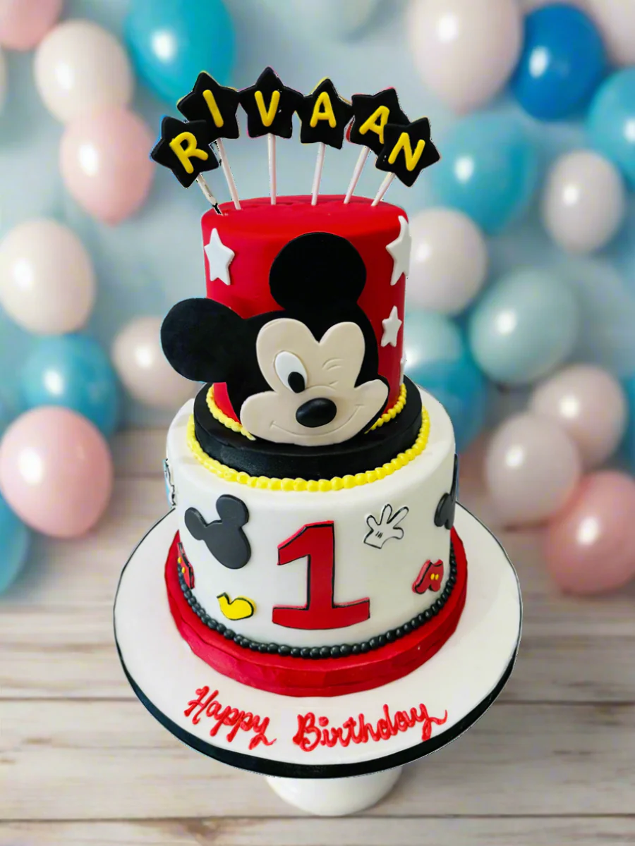 Rivaan Mickey Mouse Fondant Tiered Cake - Image 5
