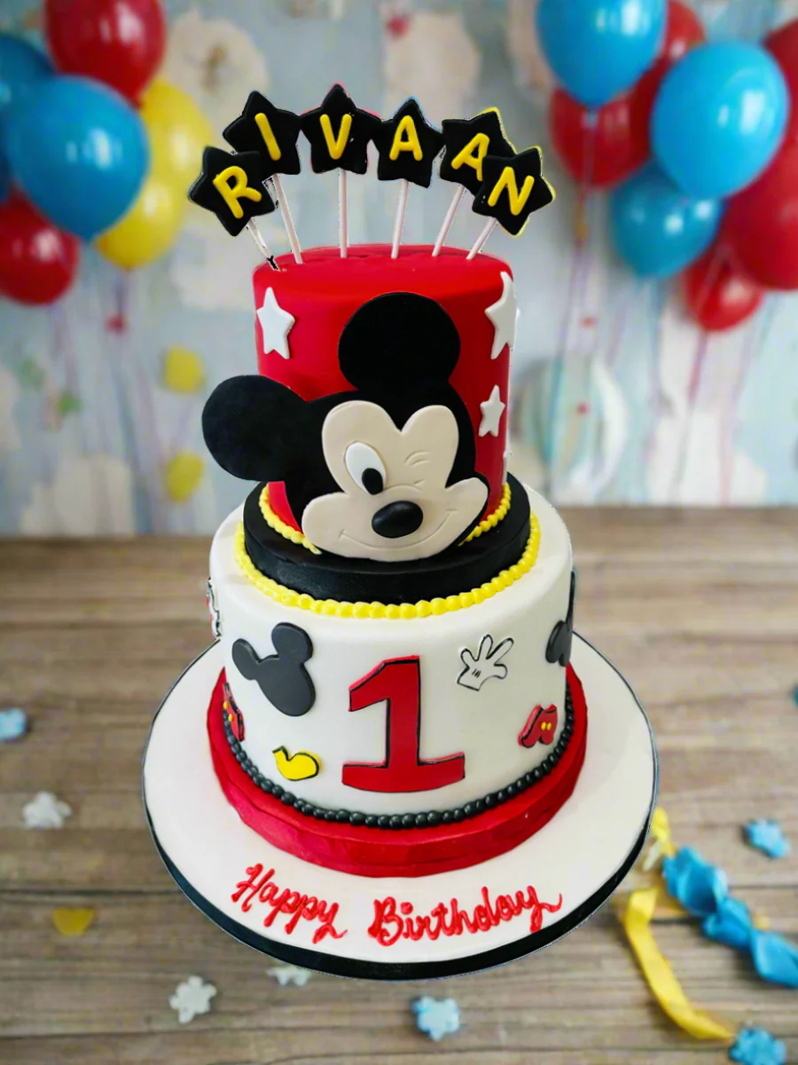 Rivaan Mickey Mouse Fondant Tiered Cake - Image 6