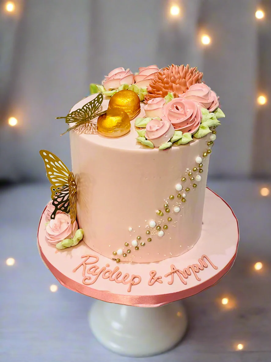 Rose Gold Butterfly Birthday Cake - Image 2