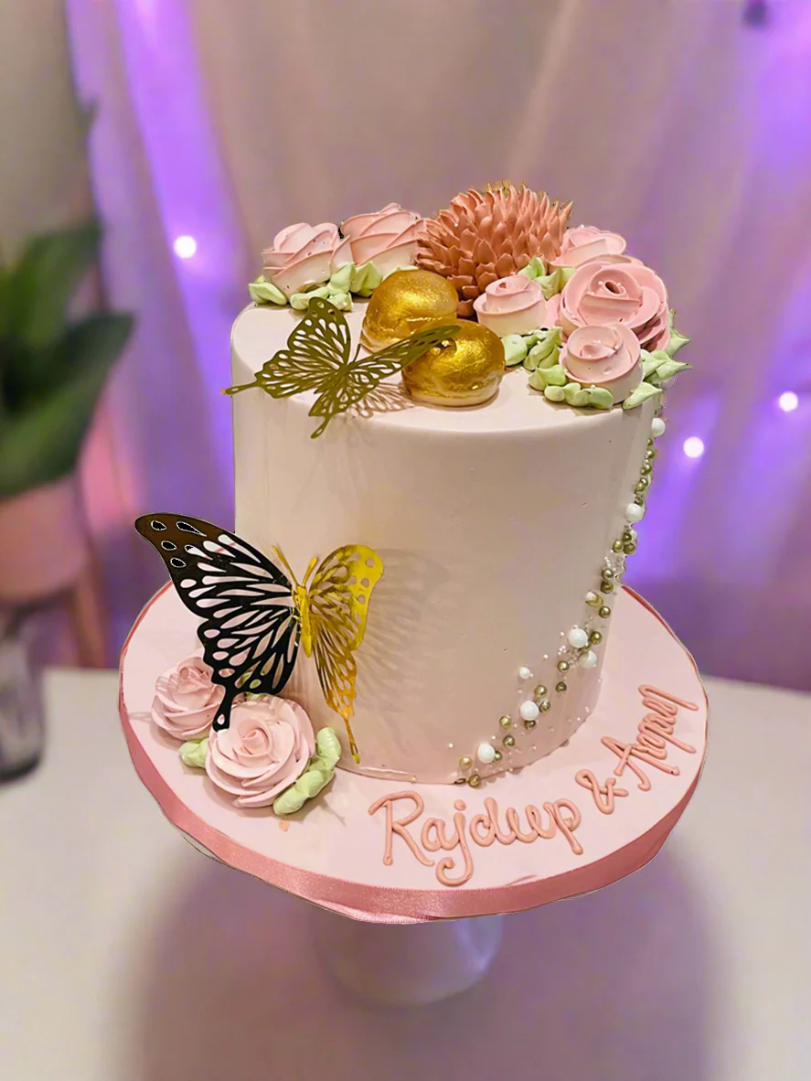 Rose Gold Butterfly Birthday Cake - Image 3