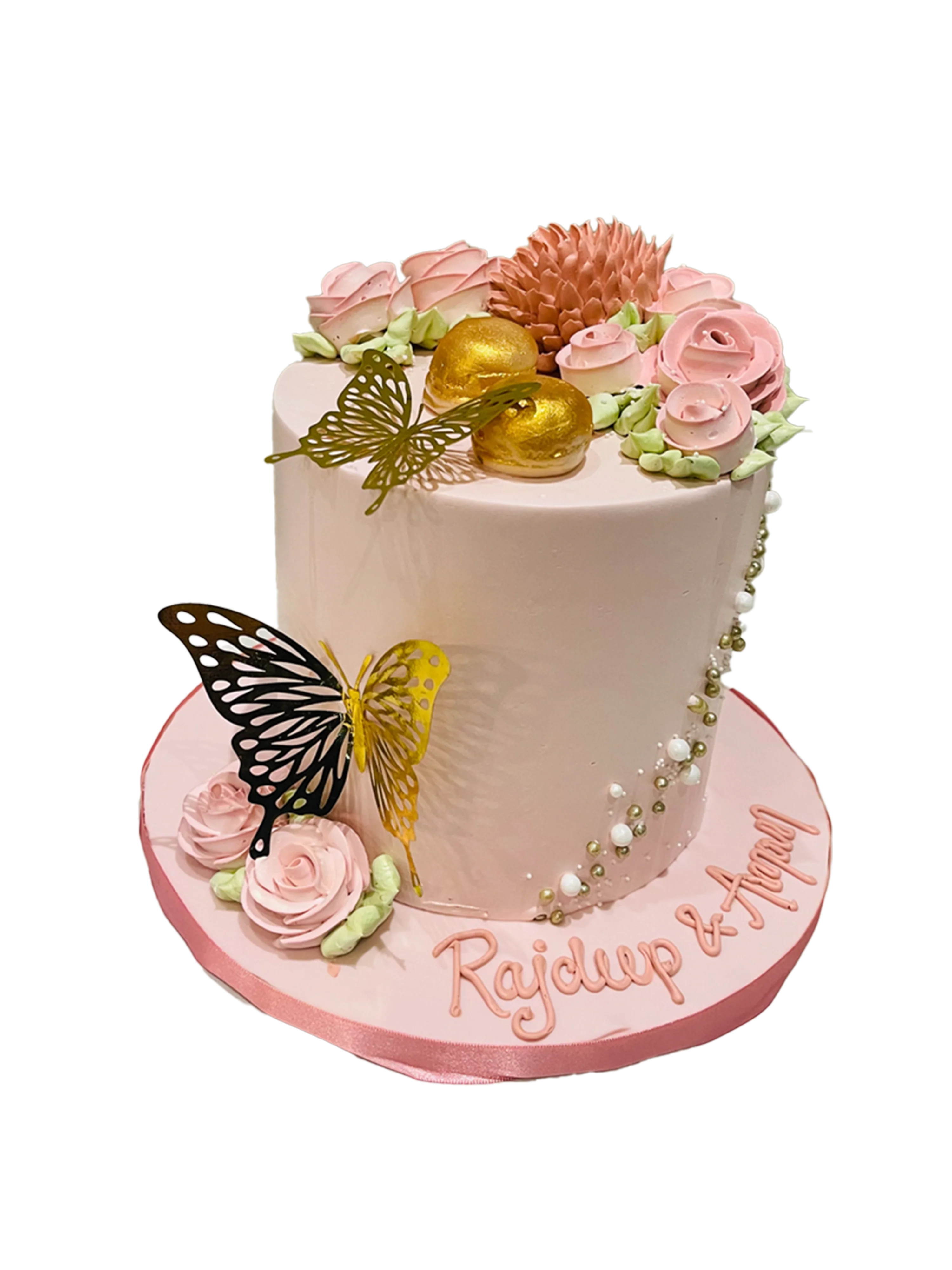 Rose Gold Butterfly Birthday Cake - Image 4