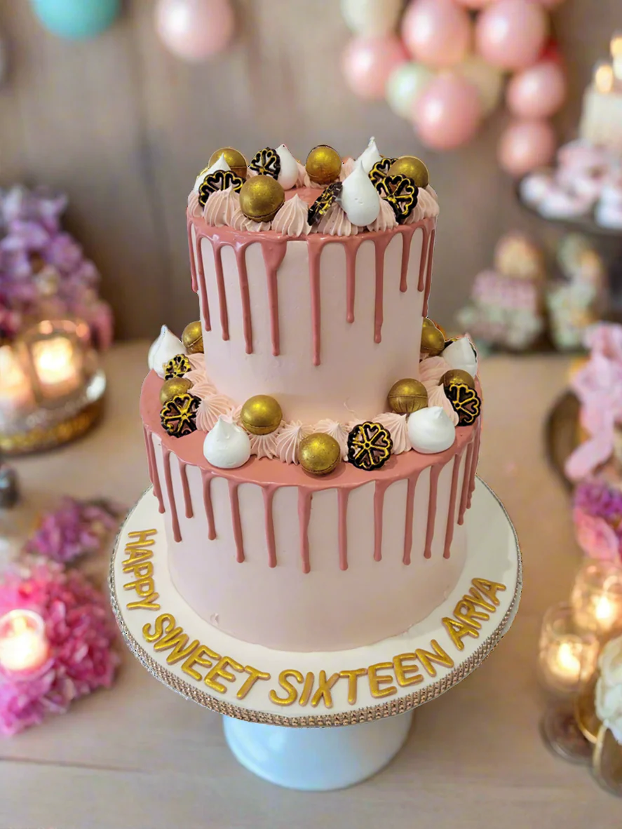 Rose Gold Cream Tiered Cake - Image 2
