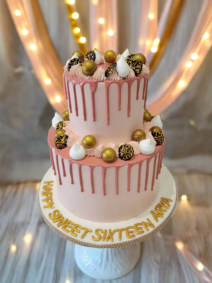 Rose Gold Cream Tiered Cake - Image 3