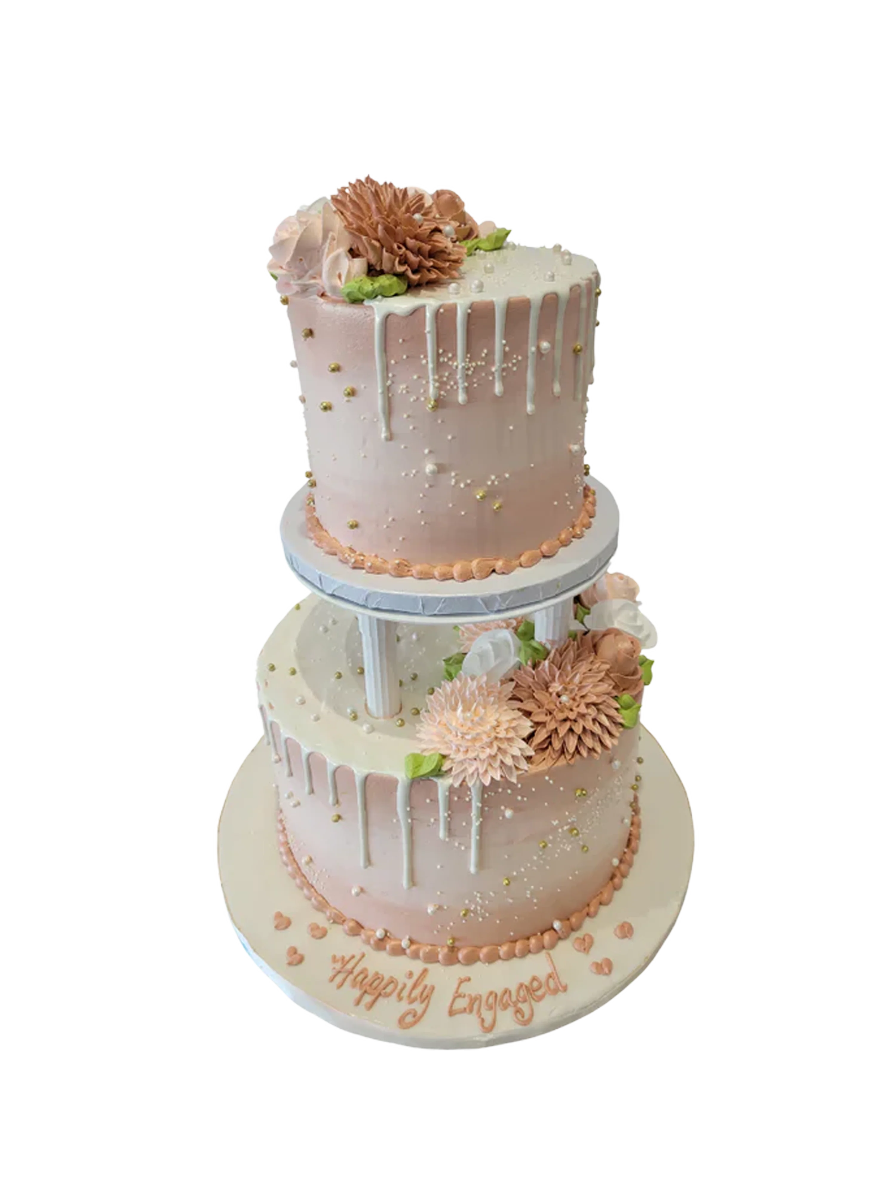 Rose Gold Engagement Tiered Cake
