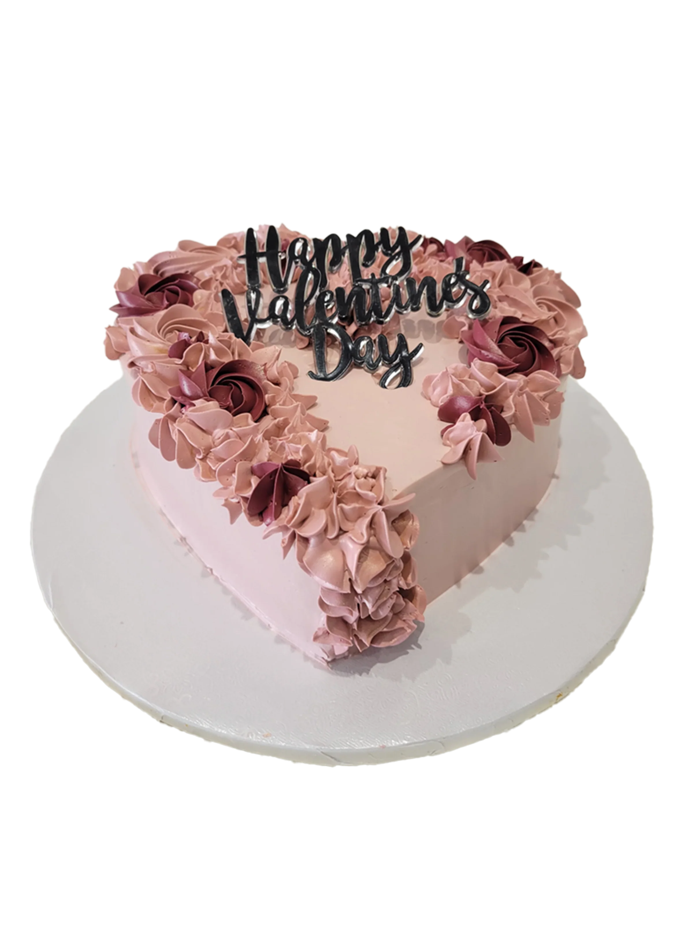 Rose Gold & Wine Heart Cake