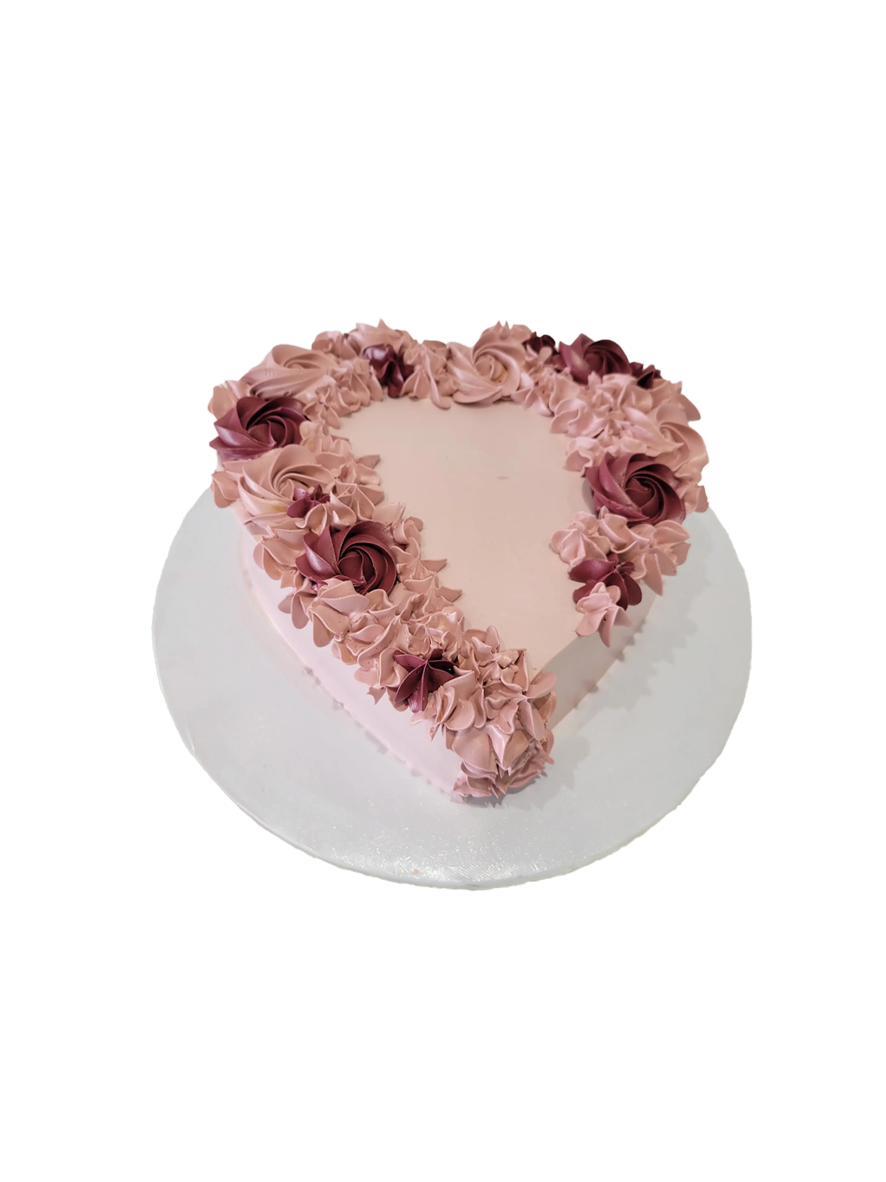 Rose Gold & Wine Heart Cake - Image 5