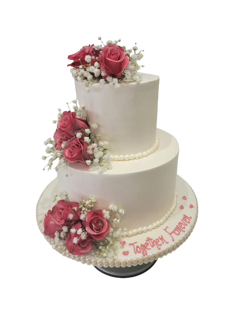 Rose Pink & Ivory Tiered Cake