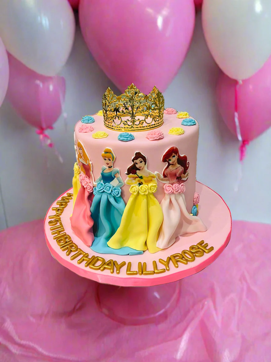 Rose Princess Crown Fondant Cake - Image 2
