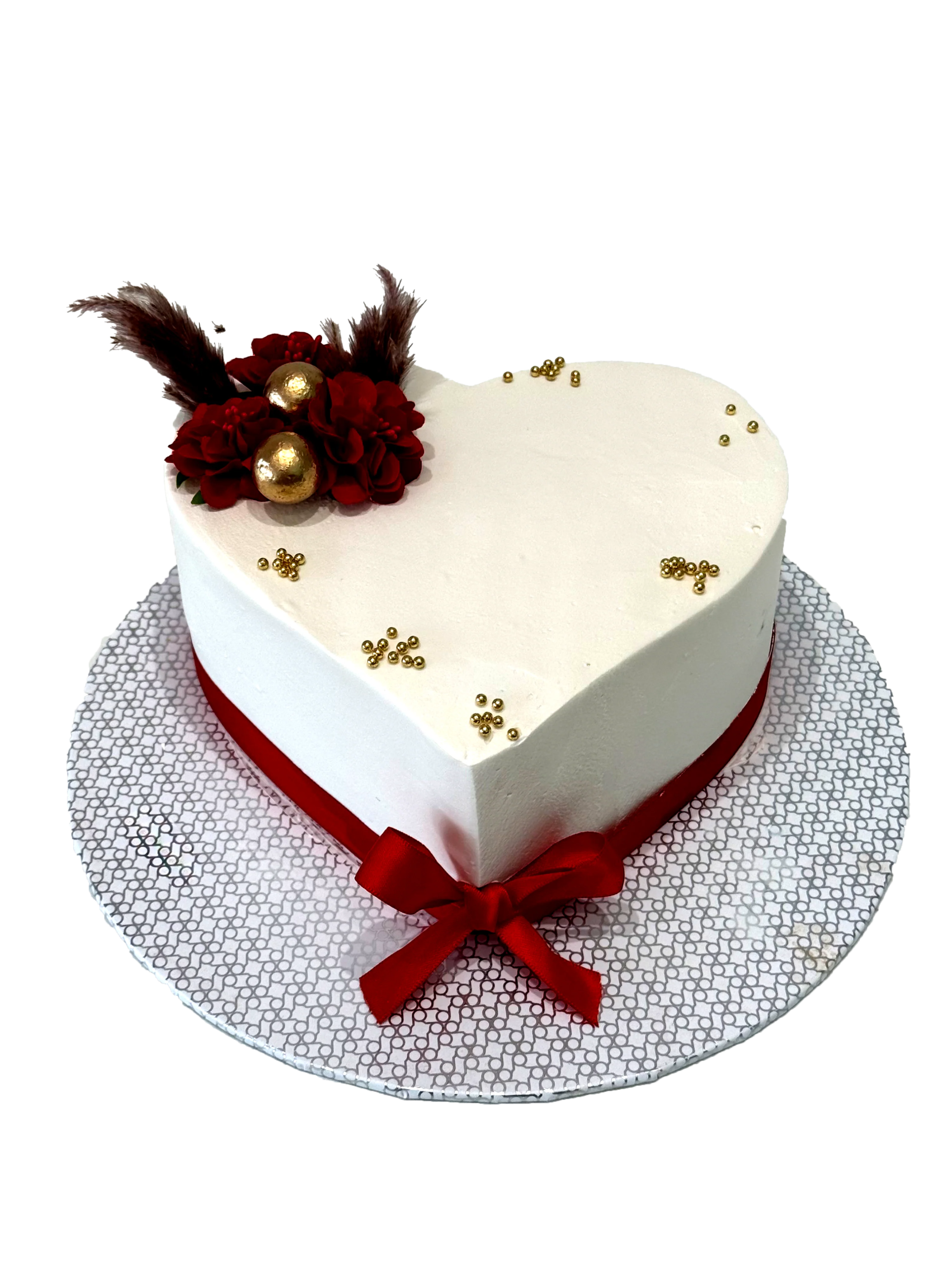 Rosy Ivory Heart Cake