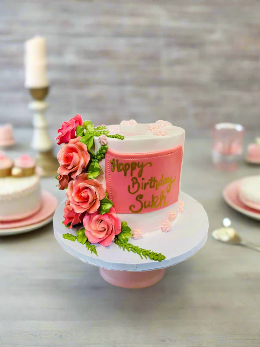 Rosy Pink Cream Cake - Image 2