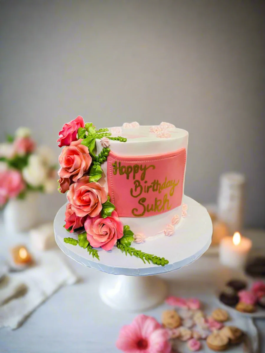 Rosy Pink Cream Cake - Image 3