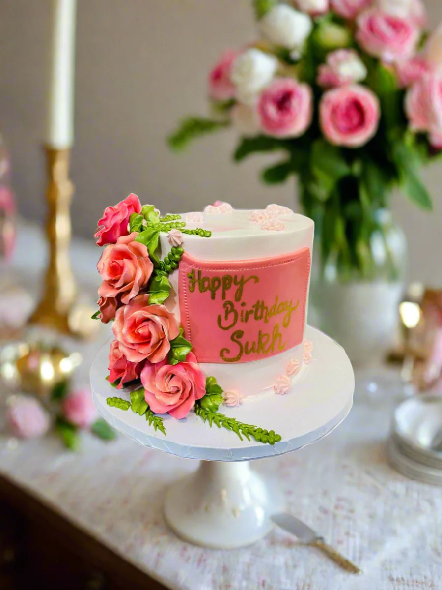 Rosy Pink Cream Cake - Image 4