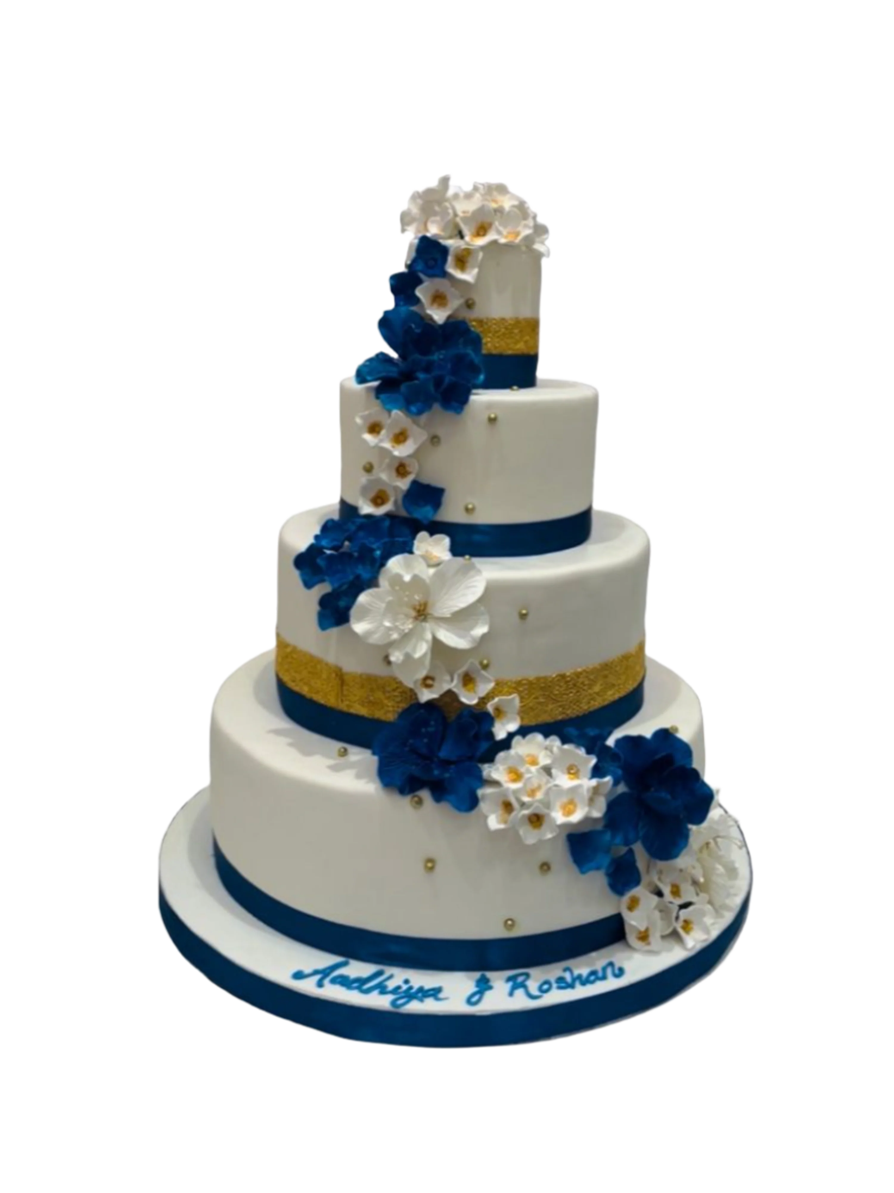 Royal Blue & Gold Wedding Cake